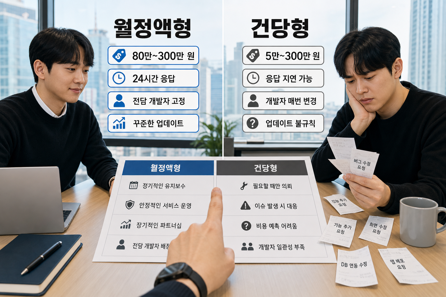강남 앱제작 유지보수 계약 형태별 장단점 비교: 앱제작 유지보수 계약 비교